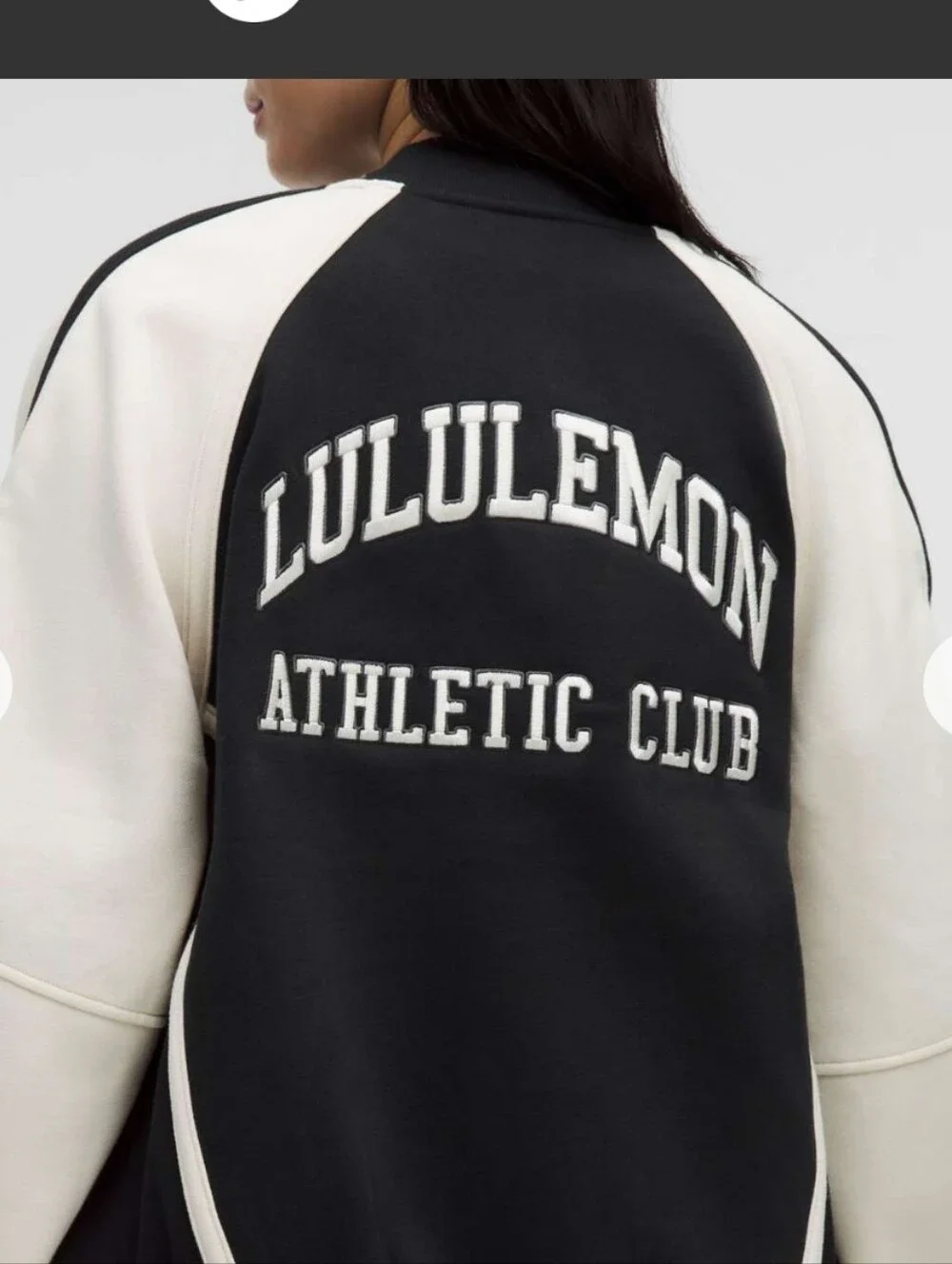 lululemon athletica Oversized Collegiate Black & Cream Varsity Jacket